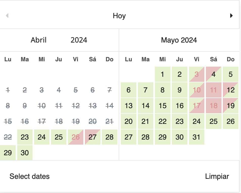 calendario de disponibilidad facil